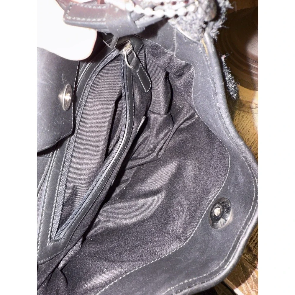 COACH Vintage Black Legacy West Leather Wool Handbag Hobo Shoulder Demi Bag 8125